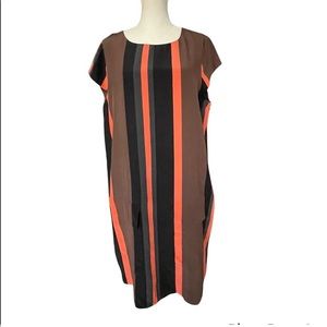 Brown and orange striped shift dress | Madewell Broadway & Broome | size small